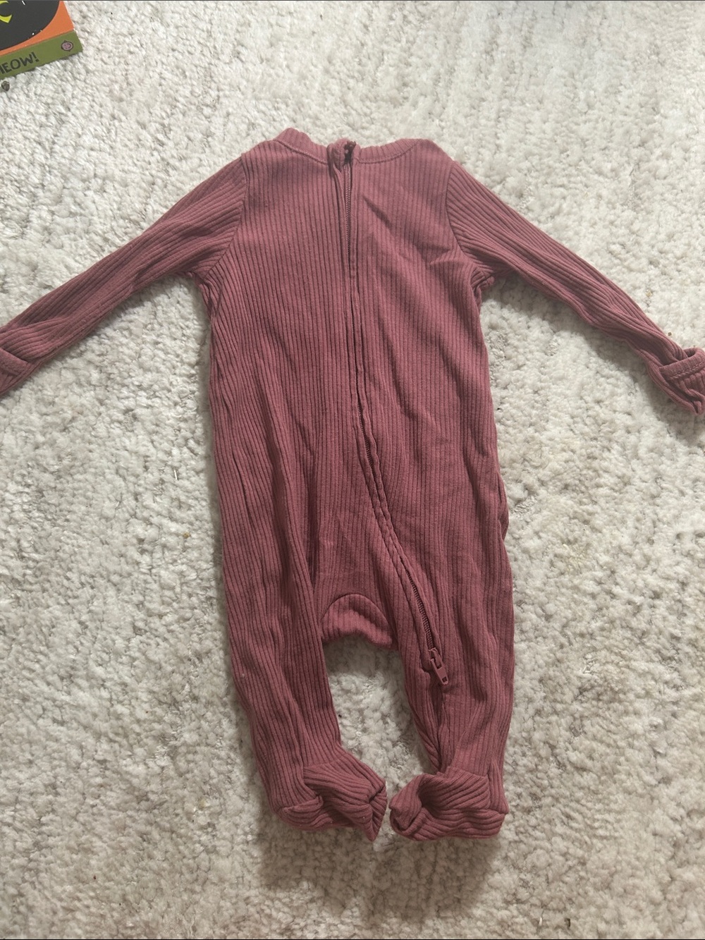 Kids Ribbed Footed Zipper One-Piece - Dusty Rose